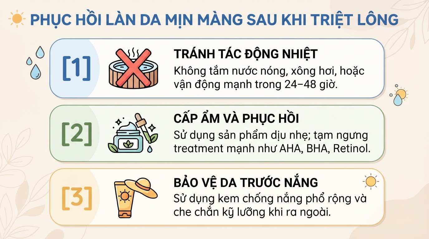 Các phương pháp triệt lông phổ biến và cách chăm sóc da sau triệt đúng cách