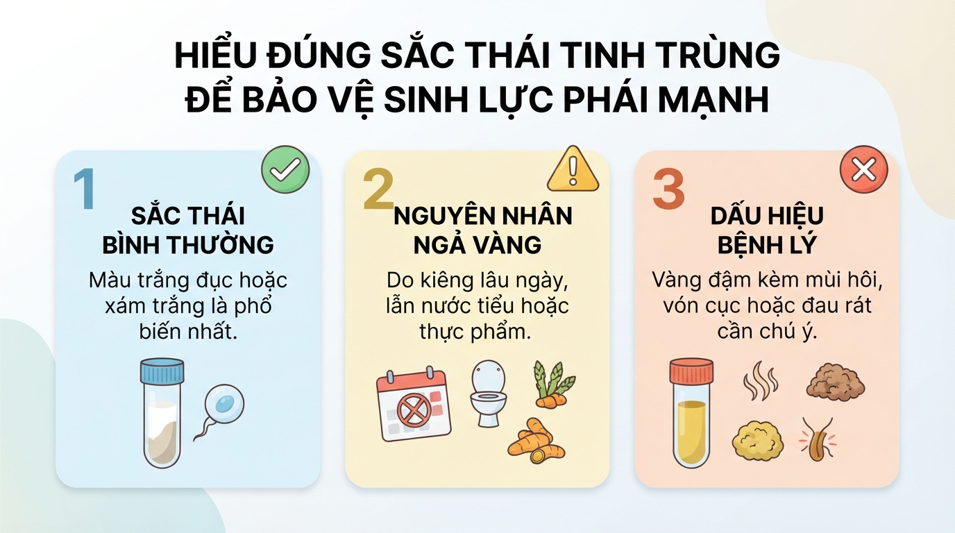 Tinh trùng màu vàng là do đâu? Nguyên nhân và khi nào cần đi khám