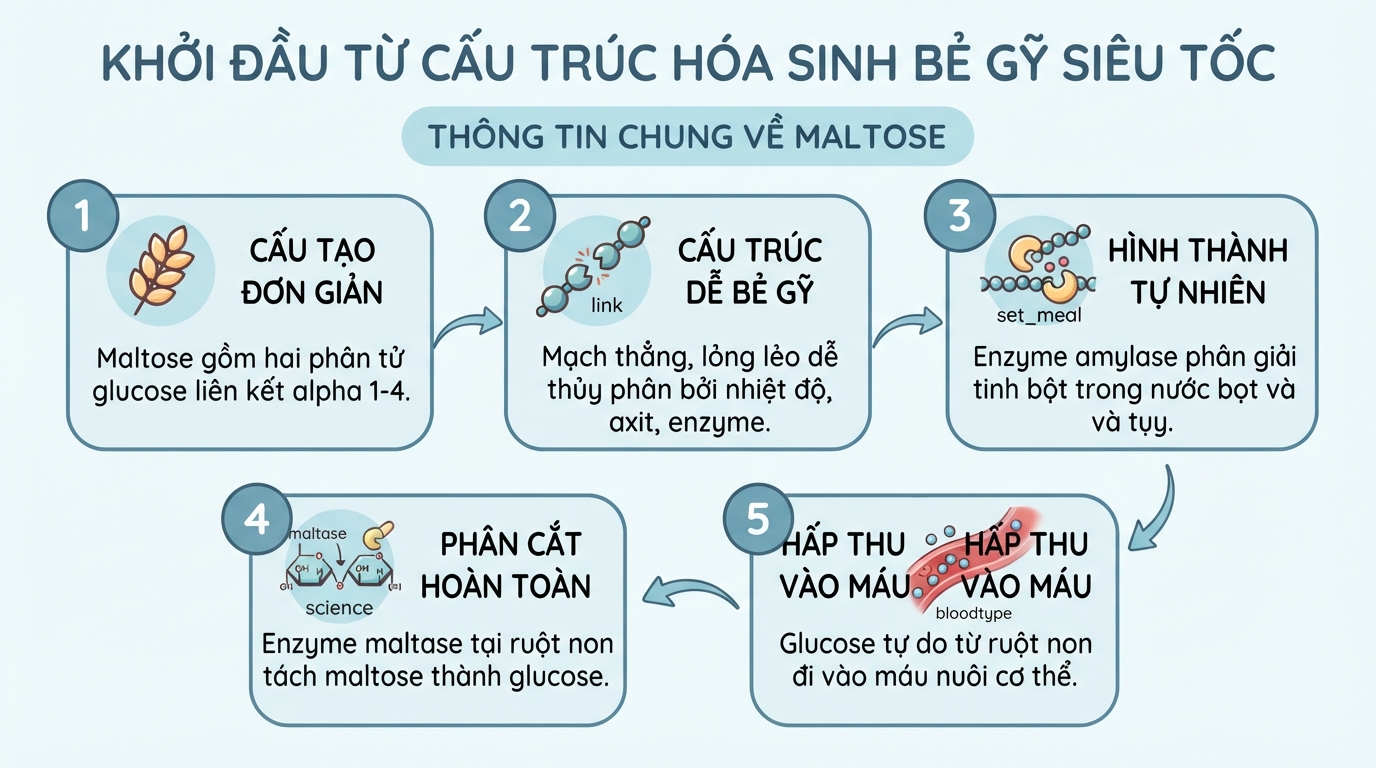 Maltose là gì? Cấu tạo, vai trò và lưu ý đường huyết