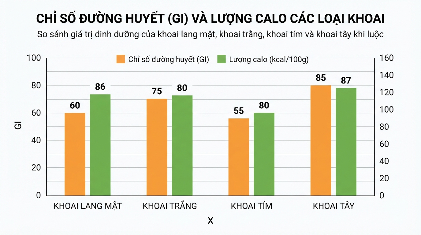 Chỉ số đường huyết và đặc tính dinh dưỡng của các loại khoai phổ biến hiện nay.