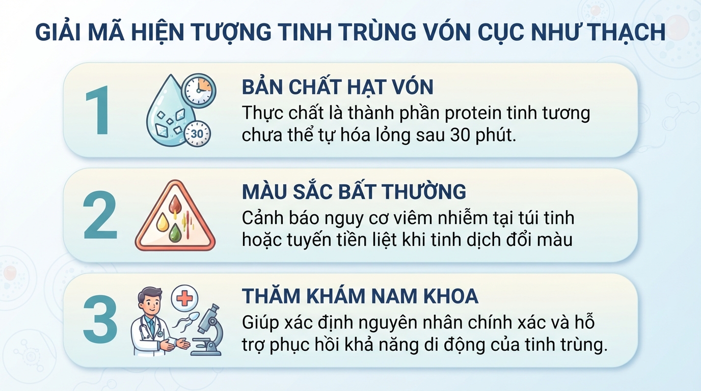 Tinh dịch vón cục như thạch là gì? Dấu hiệu và khi nào cần đi khám