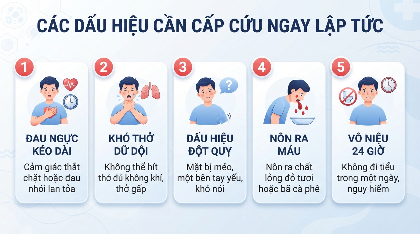 Danh sách dấu hiệu đỏ cần cấp cứu y khoa ngay lập tức để bảo vệ sự sống.