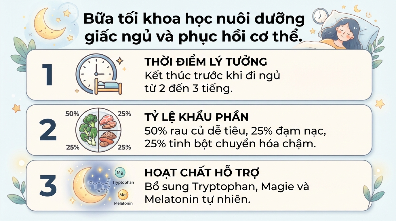 Buổi tối ăn gì để tiêu hóa tốt, ngủ sâu giấc và ngừa tăng cân hiệu quả?