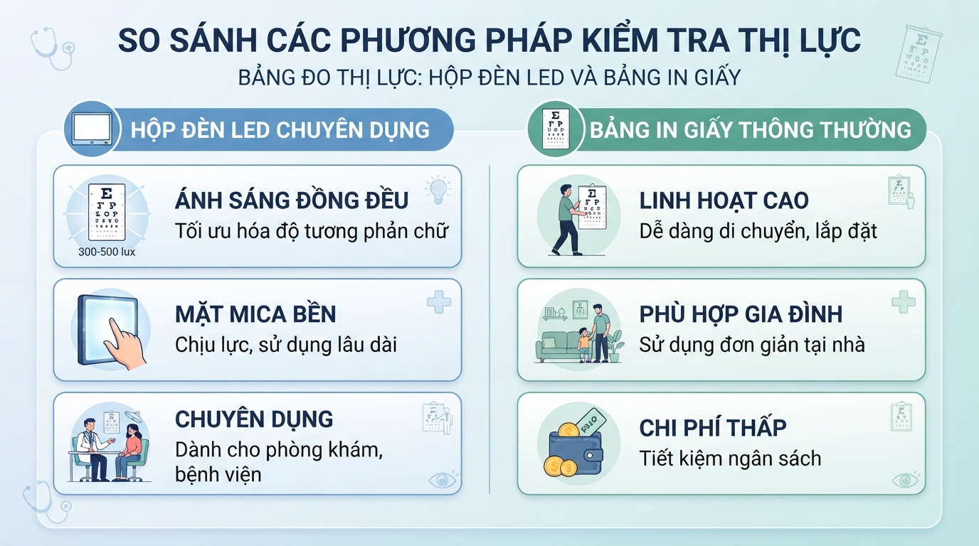 Hộp đèn LED tạo độ sáng đồng đều giúp tối ưu hóa độ tương phản chữ.