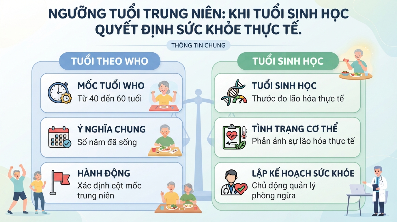 Tuổi trung niên là bao nhiêu? Dấu hiệu và cách chăm sóc sức khỏe