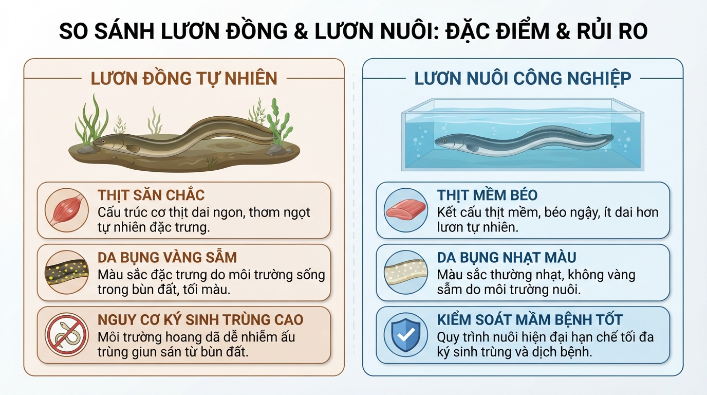 Lươn đồng có thịt săn chắc nhưng tiềm ẩn nguy cơ nhiễm ký sinh trùng cao.