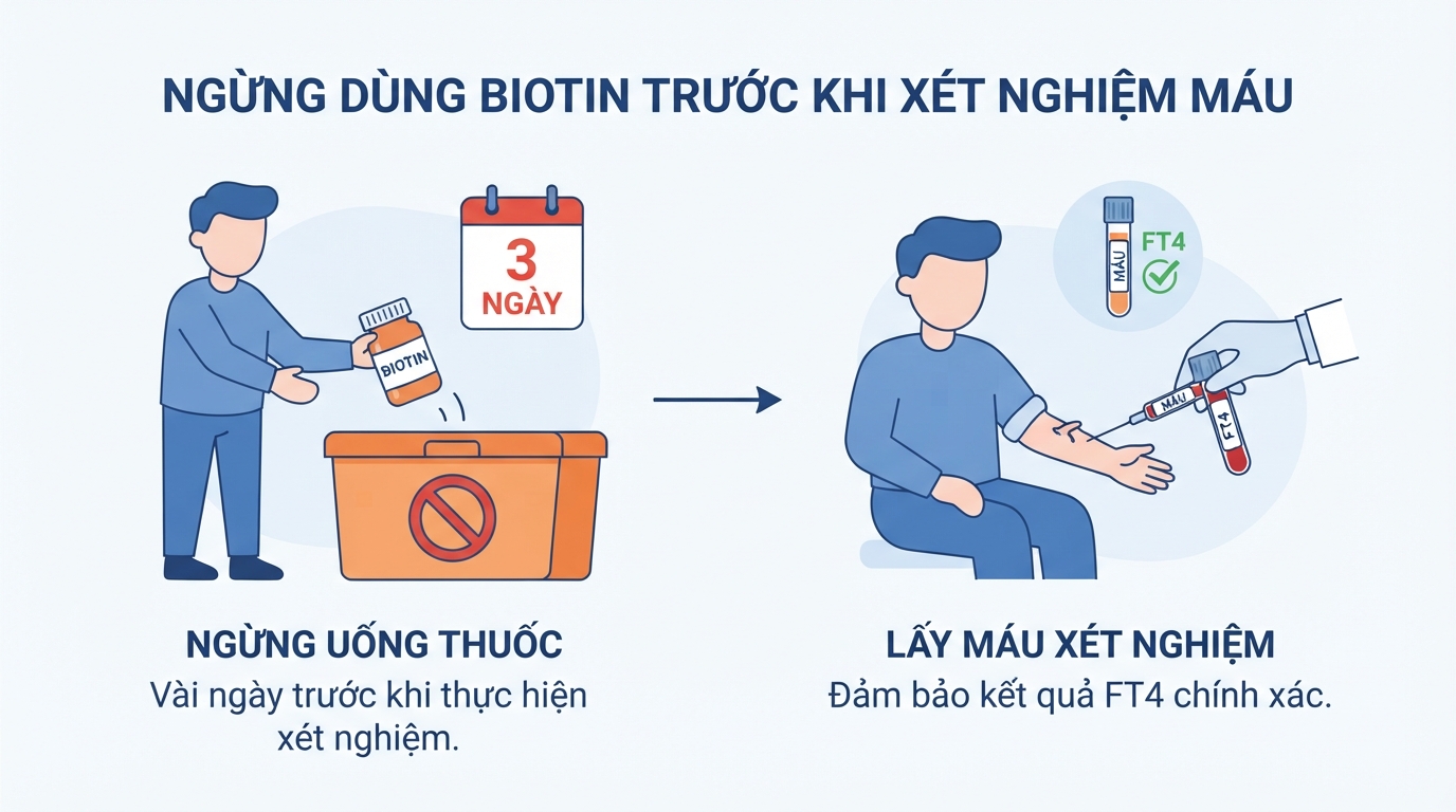 Lưu ý tạm ngưng thực phẩm chức năng chứa Biotin trước khi lấy máu xét nghiệm.