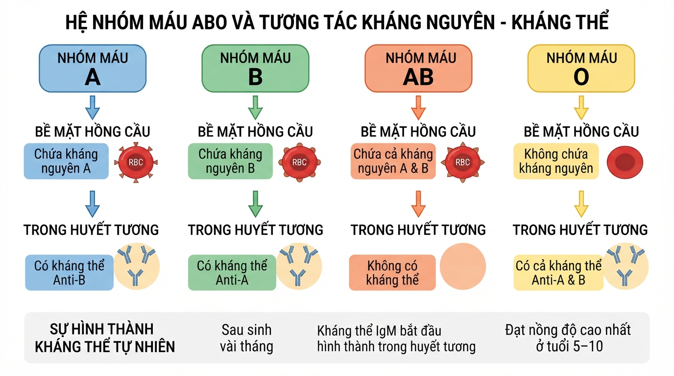 Minh họa abo là gì qua sự tương tác giữa kháng nguyên và kháng thể tương ứng.