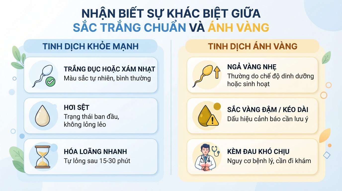 Tinh trùng màu vàng là do đâu? Nguyên nhân và khi nào cần đi khám