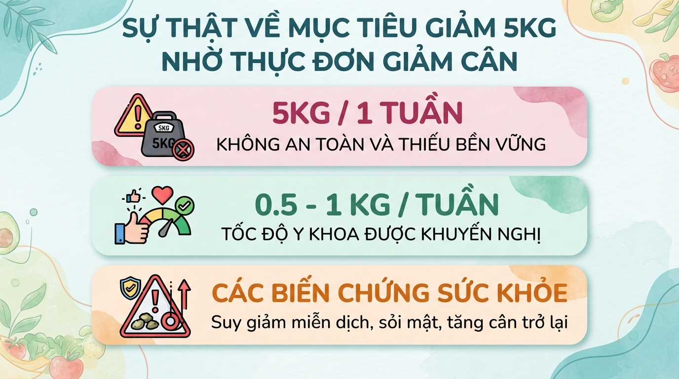 Thực đơn giảm cân 1 tuần khoa học, hiệu quả
