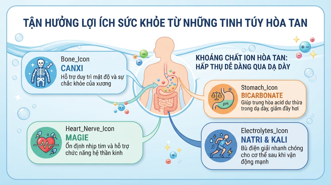 Uống nước khoáng có tốt không? Lợi ích và lưu ý khi sử dụng