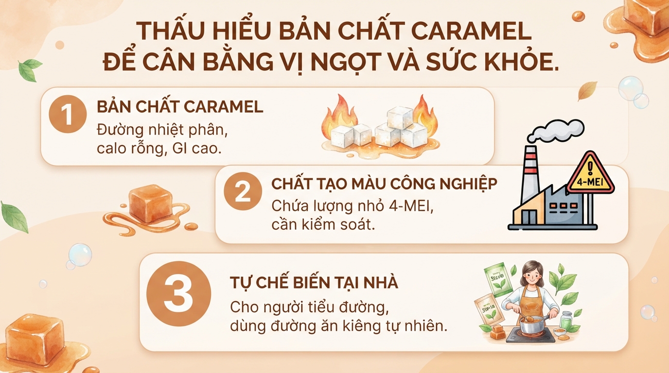 Caramel là gì? 3 lưu ý sức khỏe và cách dùng đường ăn kiêng