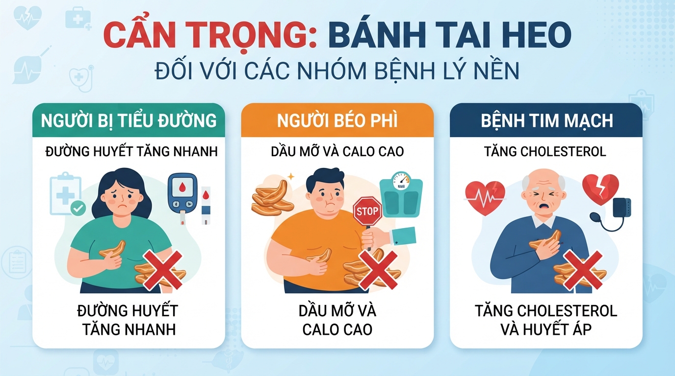 Nhóm đối tượng bệnh lý nền cần đặc biệt cẩn trọng khi tiêu thụ món chiên ngọt.