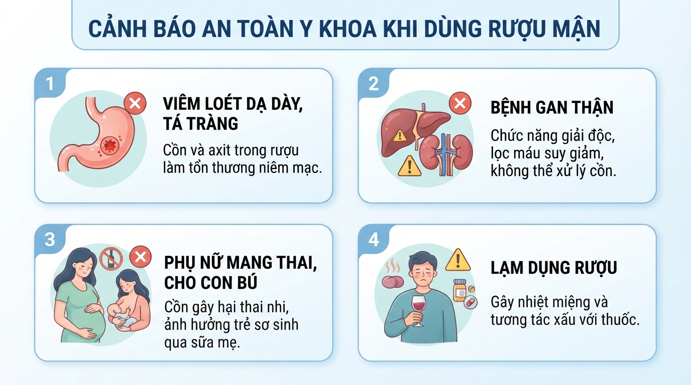 Những đối tượng nên tránh hoặc hạn chế uống rượu mận để bảo vệ sức khỏe.