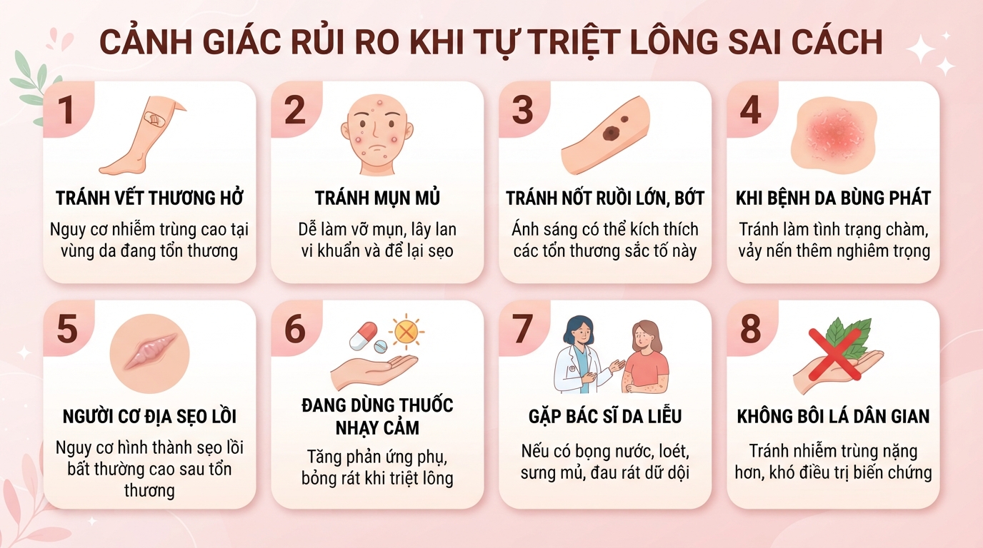 Các phương pháp triệt lông phổ biến và cách chăm sóc da sau triệt đúng cách