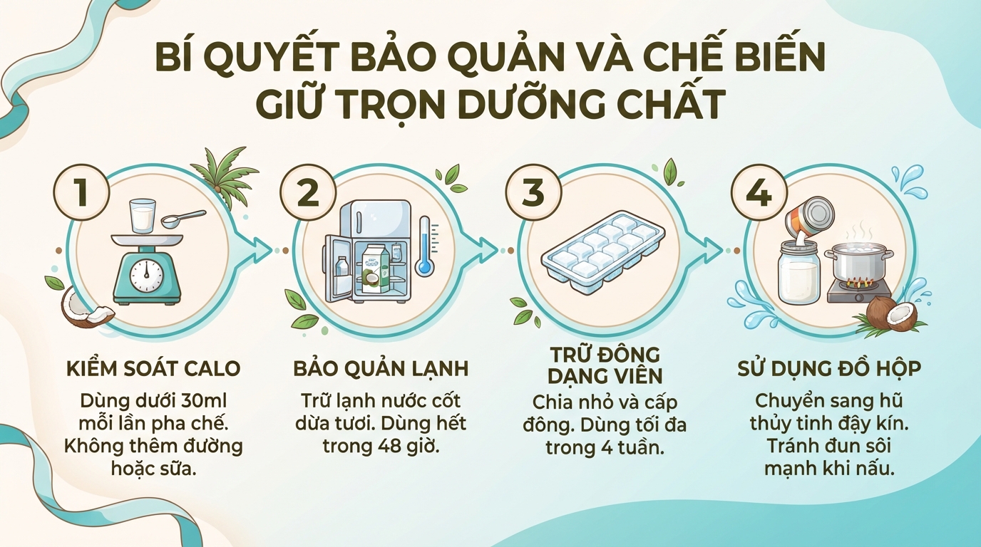 Nước cốt dừa bao nhiêu calo? Giá trị dinh dưỡng và lưu ý khi dùng