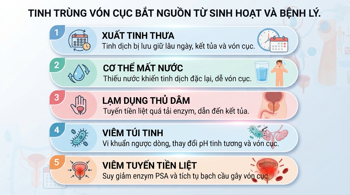 Tinh dịch vón cục như thạch là gì? Dấu hiệu và khi nào cần đi khám
