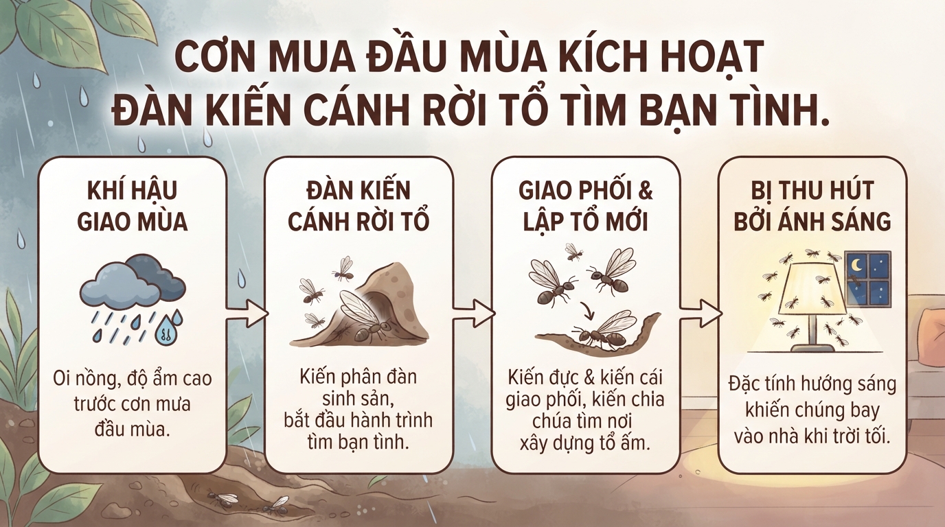 Kiến cánh bay vào nhà: Nguyên nhân, cách xử lý và sơ cứu dị ứng