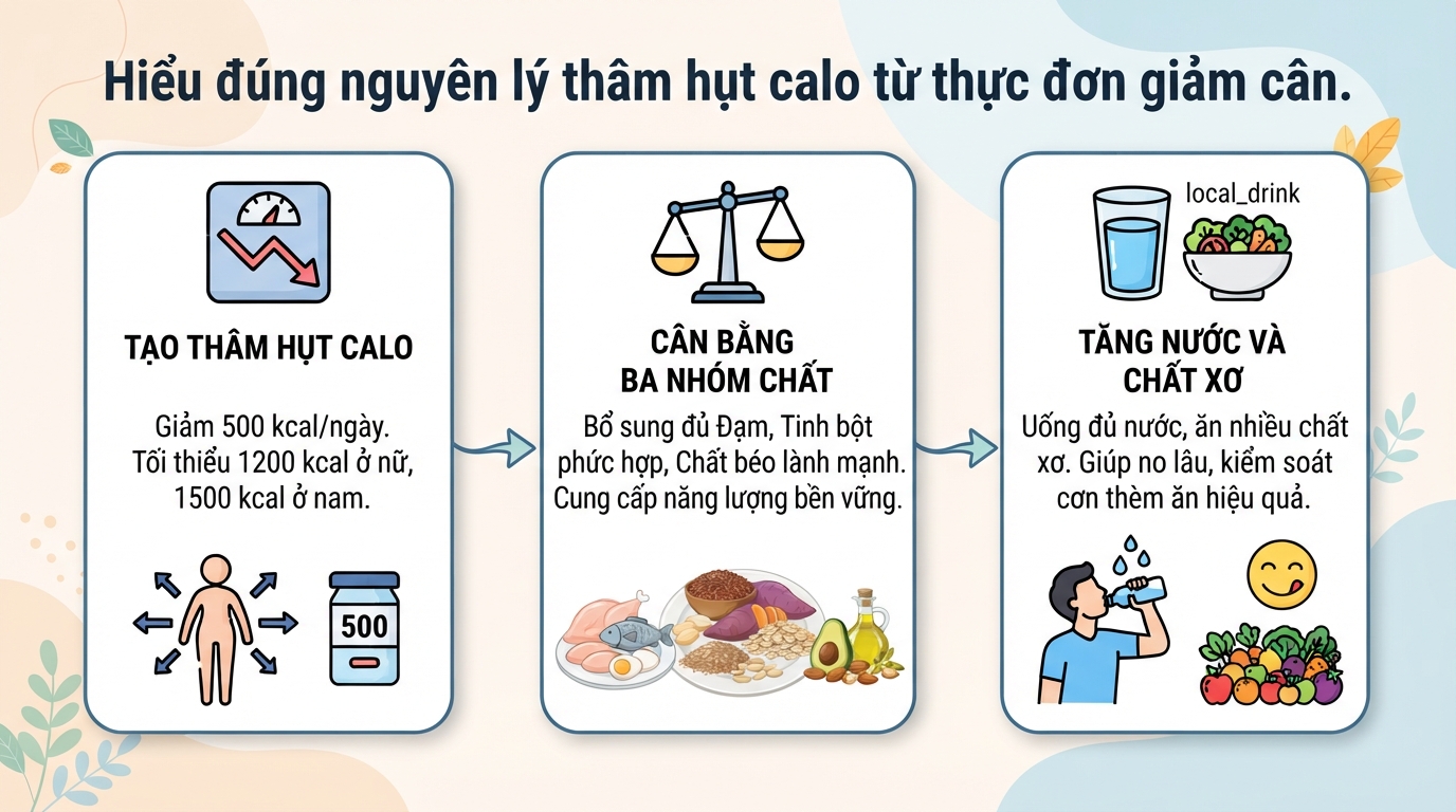 Thực đơn giảm cân 1 tuần khoa học, hiệu quả
