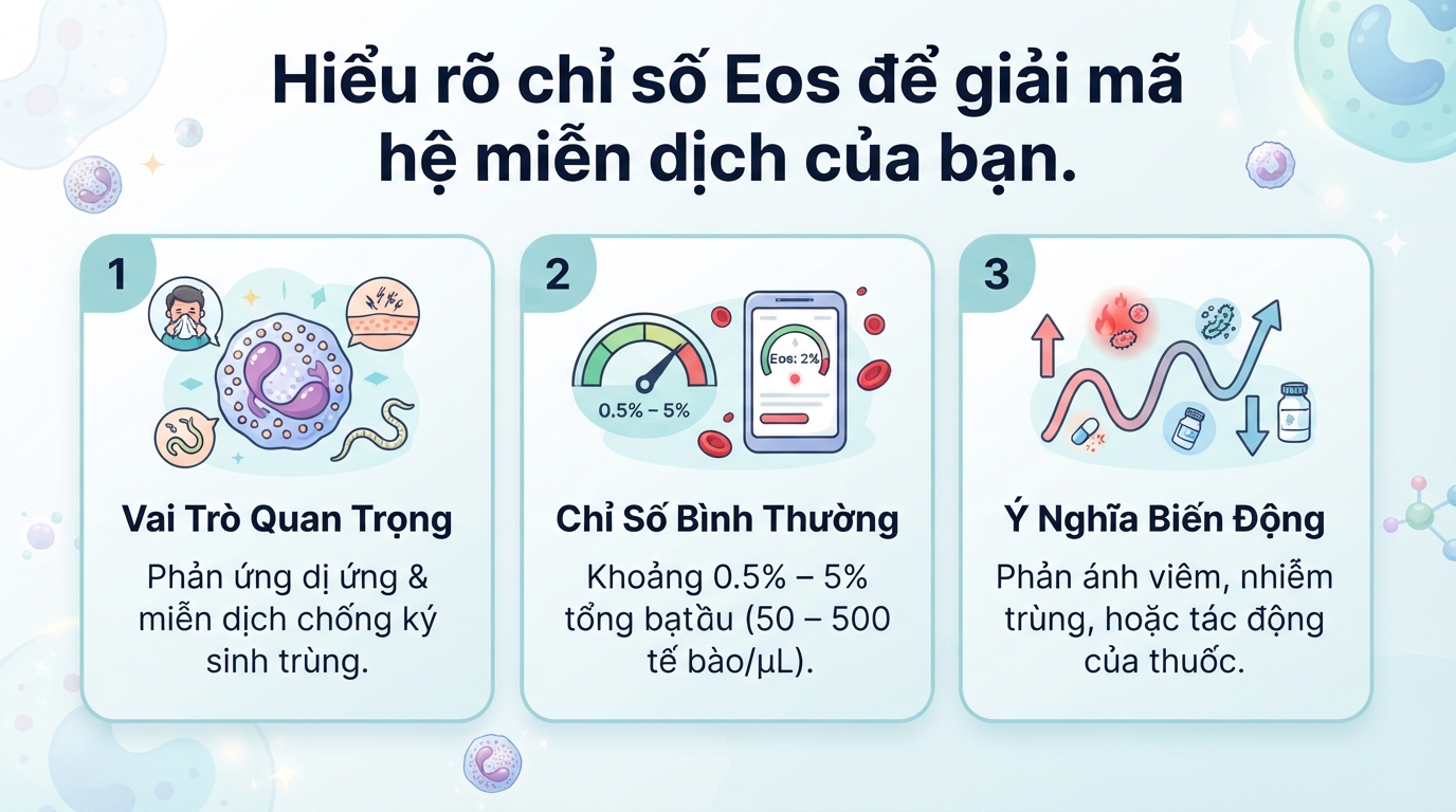 Chỉ số Eos trong xét nghiệm máu là gì? Ý nghĩa khi tăng hoặc giảm