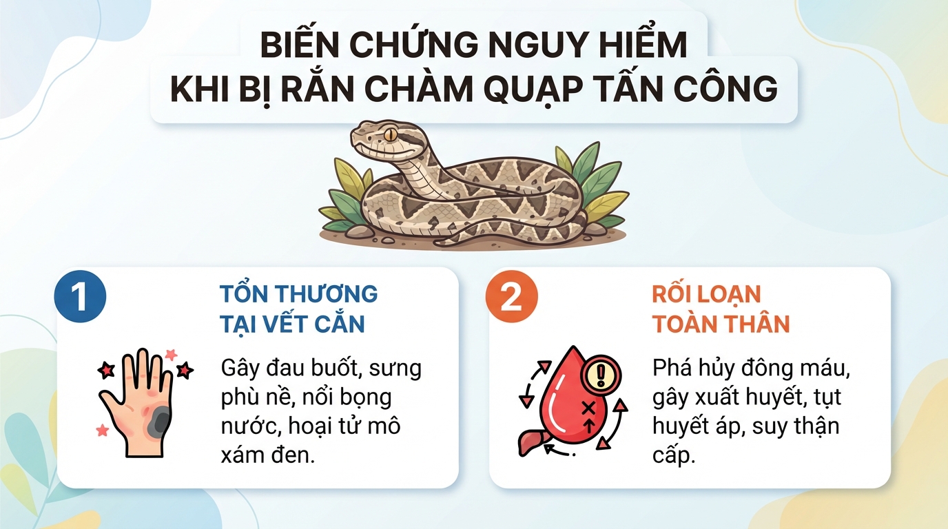 Rắn chàm quạp: Mức độ nguy hiểm, dấu hiệu và cách sơ cứu