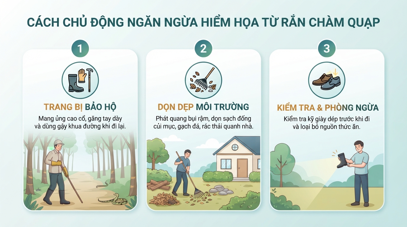 Rắn chàm quạp: Mức độ nguy hiểm, dấu hiệu và cách sơ cứu