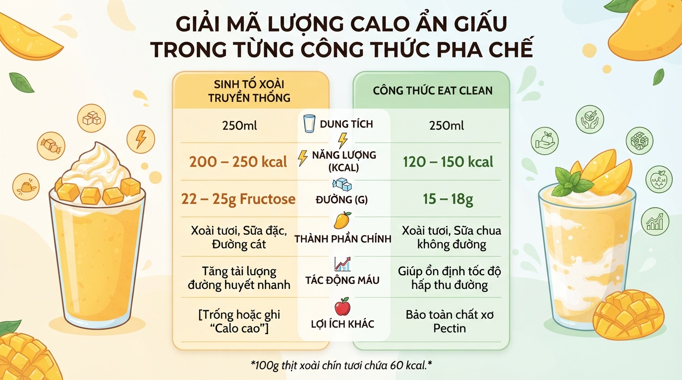 Sinh tố xoài bao nhiêu calo? Lợi ích và cách uống không tăng cân