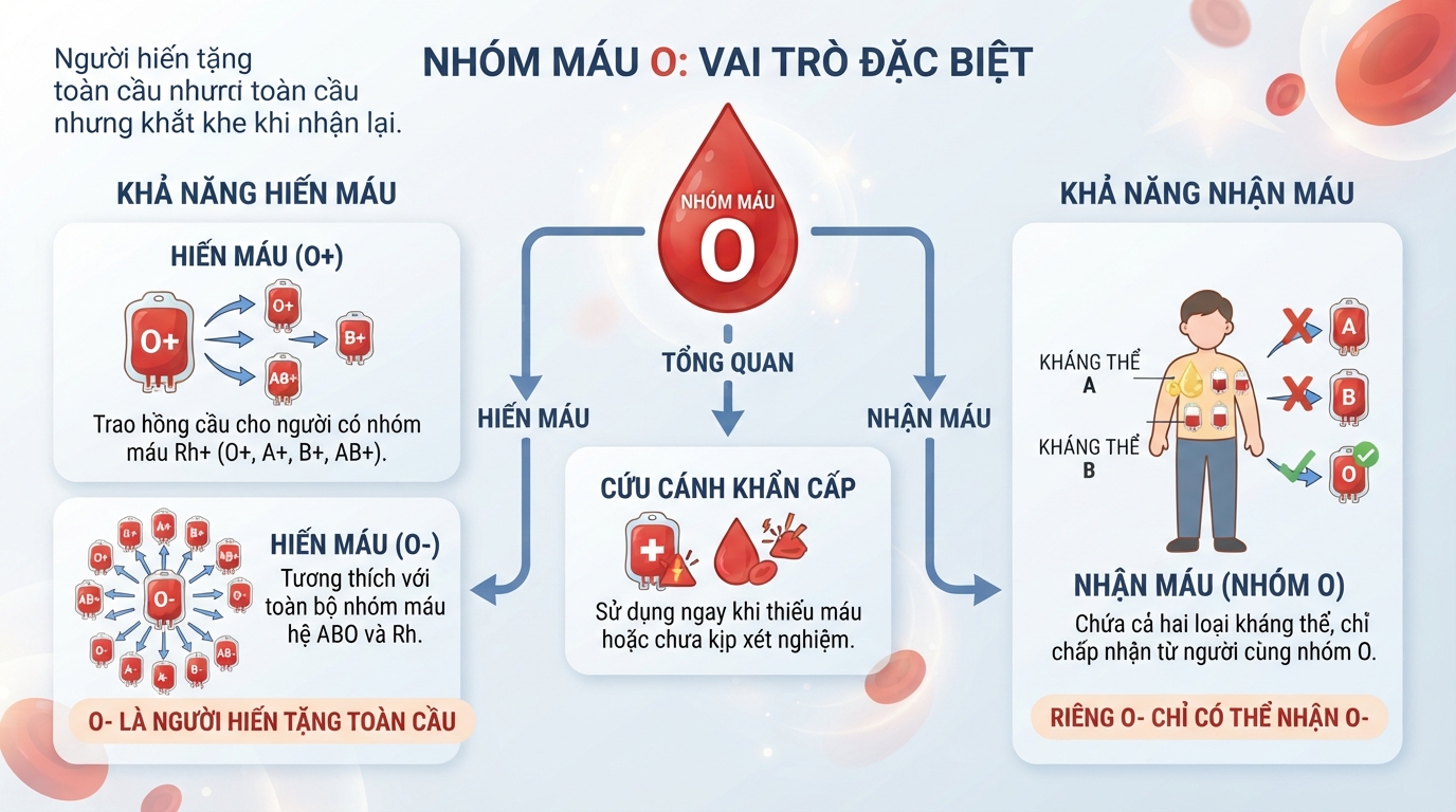 Nhóm máu O: Đặc điểm, di truyền và nguyên tắc truyền máu