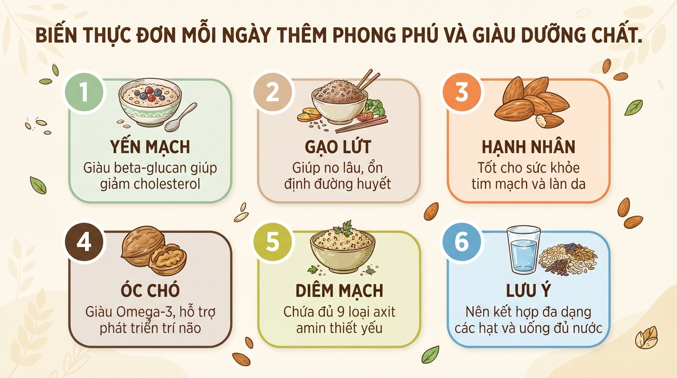 Các loại hạt ngũ cốc dinh dưỡng: 5 nhóm hạt tốt cho sức khỏe