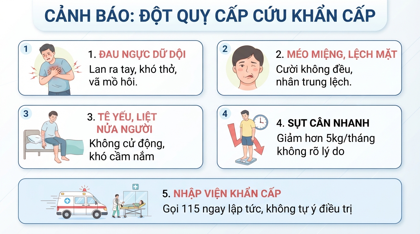 Tê yếu nửa người cảnh báo nguy cơ đột quỵ cần cấp cứu khẩn cấp.