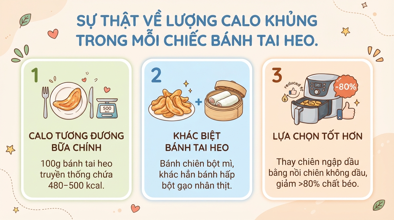 Bánh tai heo bao nhiêu calo? Cách làm bánh bằng nồi chiên không dầu