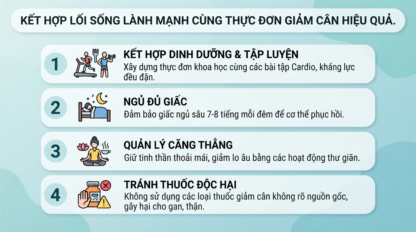 Thực đơn giảm cân 1 tuần khoa học, hiệu quả