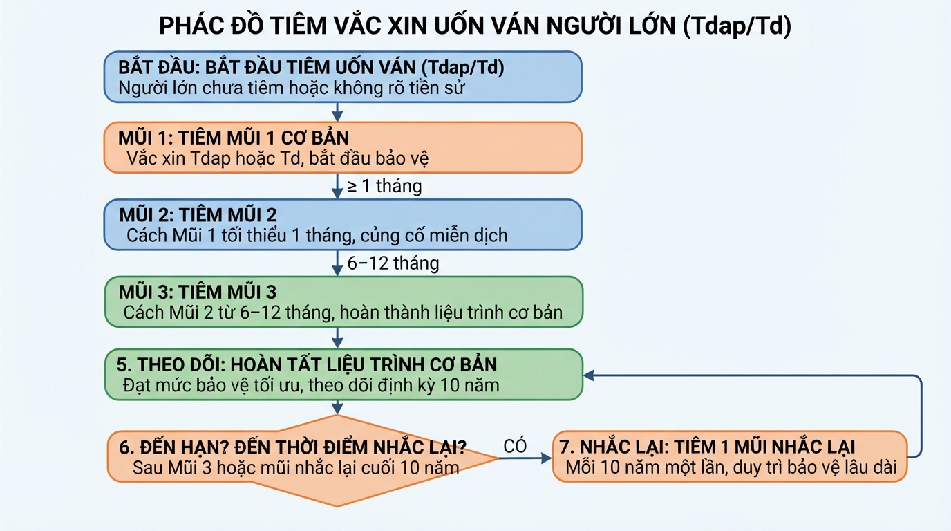 Tiêm vắc xin Tdap giúp phòng ngừa đồng thời bệnh uốn ván, bạch hầu và ho gà.