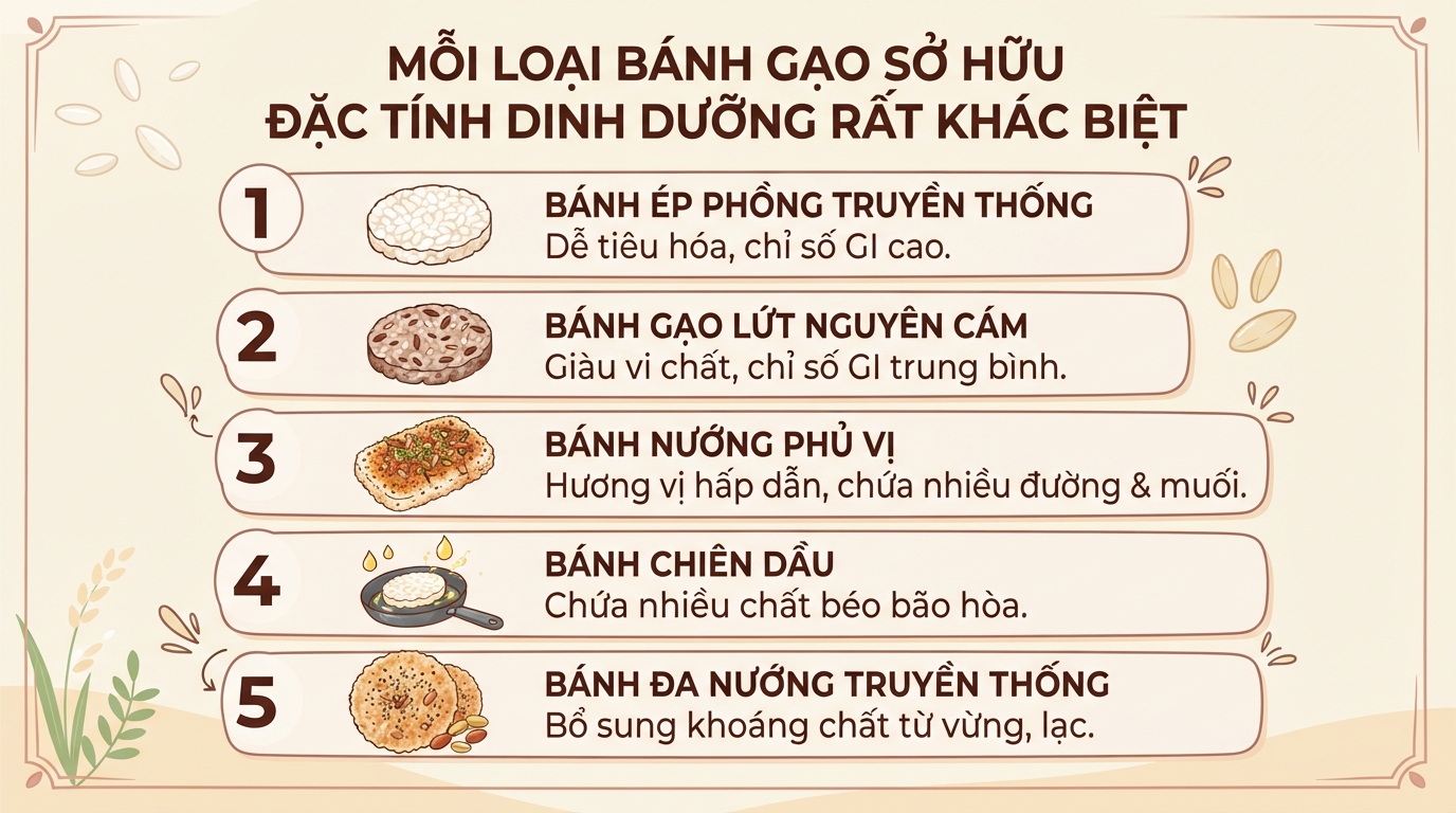 Bánh gạo: Cách chọn loại lành mạnh và ăn không tăng cân