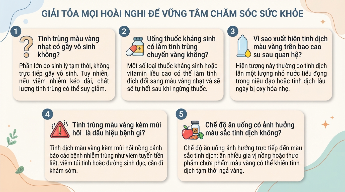 Tinh trùng màu vàng là do đâu? Nguyên nhân và khi nào cần đi khám
