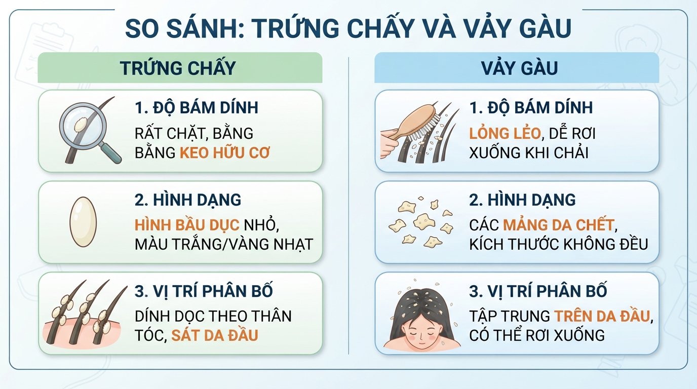 Trứng chấy bám rất chắc vào sợi tóc nhờ chất keo hữu cơ thay vì rơi tự do.