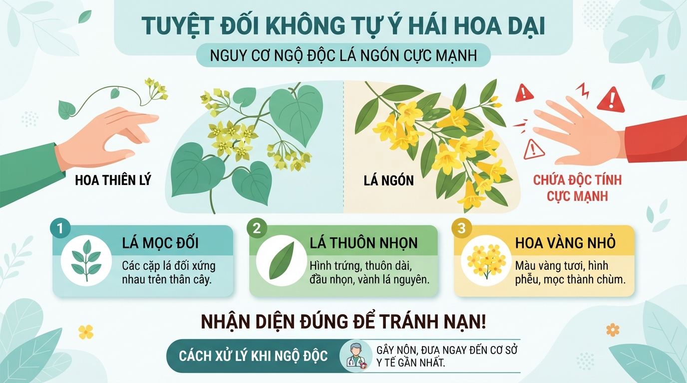 Tuyệt đối không tự ý hái hoa dại vì rất dễ nhầm lẫn với lá ngón.