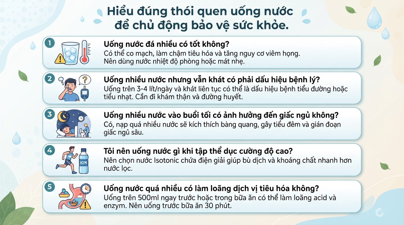 Uống nhiều nước có tốt không? Lượng nước phù hợp và dấu hiệu cần lưu ý