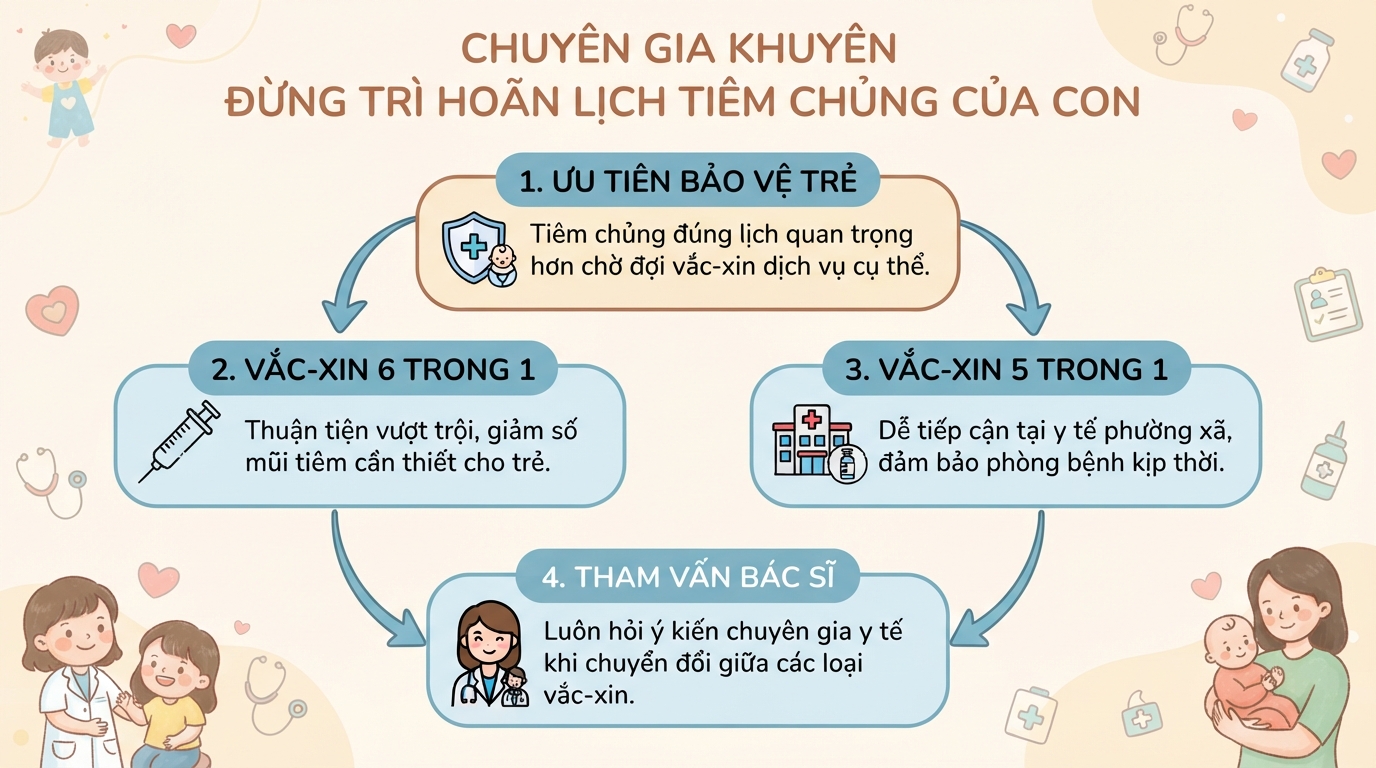 Vắc xin 5 trong 1 và 6 trong 1 có gì khác nhau?