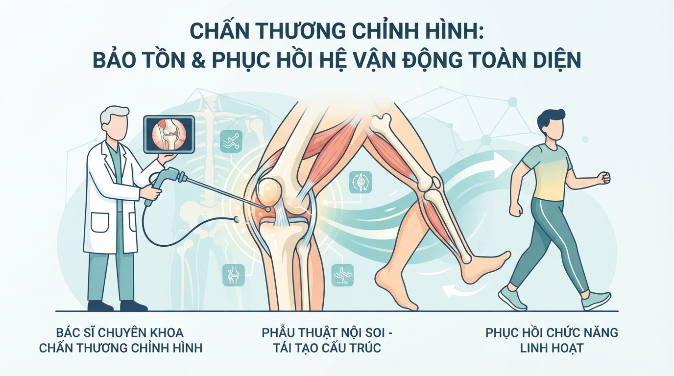 Vai trò chấn thương chỉnh hình trong bảo tồn và phục hồi hệ vận động toàn diện.