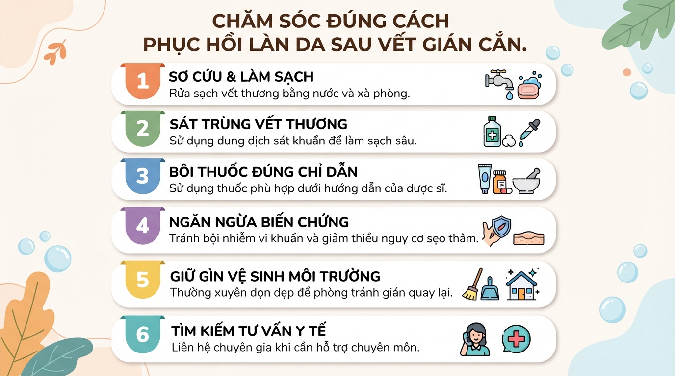 Vết gián cắn: Dấu hiệu, mức độ nguy hiểm và cách xử lý an toàn