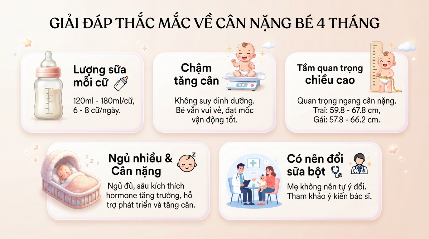 Bé 4 tháng nặng bao nhiêu kg? Cập nhật cân nặng chuẩn WHO mới nhất