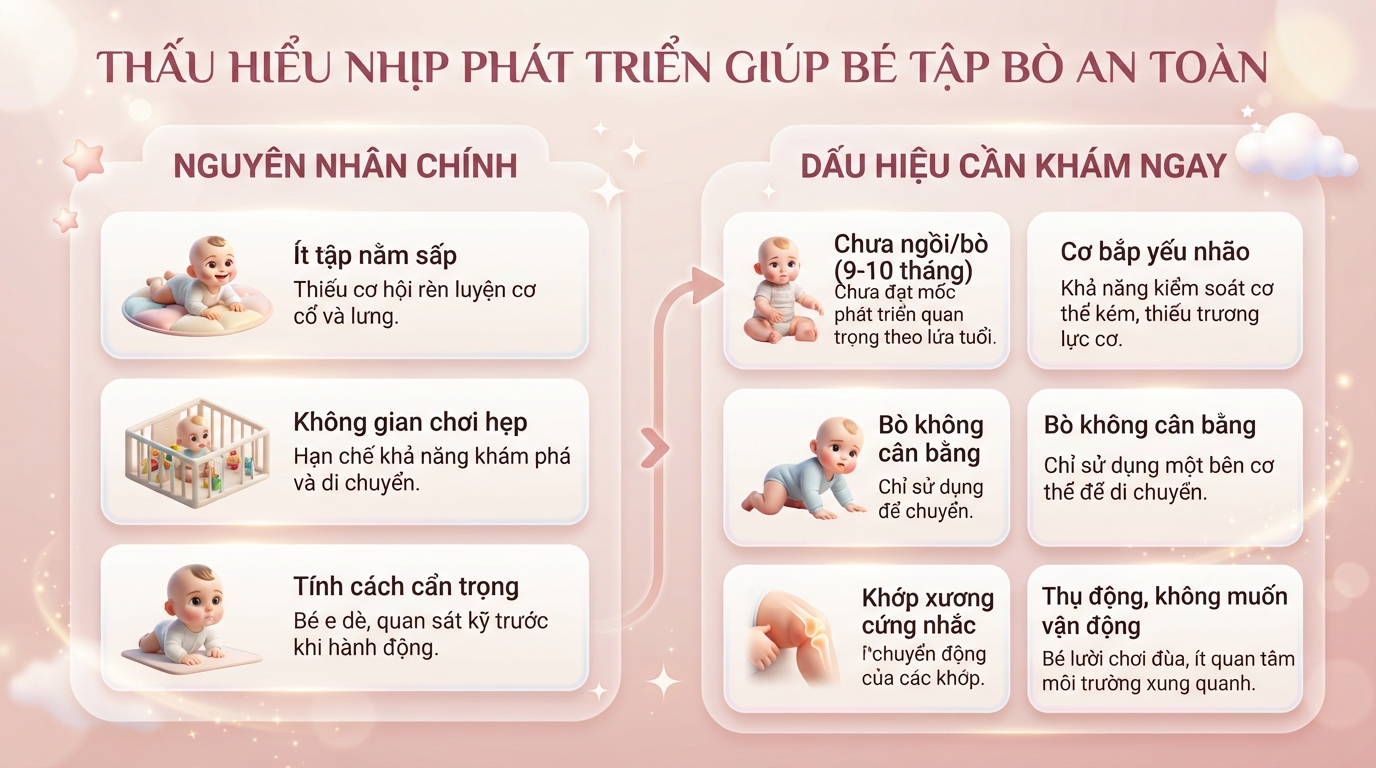 Bé mấy tháng biết bò? Dấu hiệu, cách hỗ trợ và dinh dưỡng khoa học