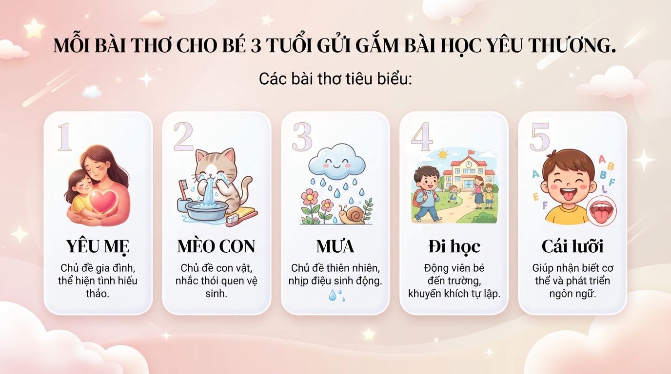Khám phá top 15 bài thơ cho bé 3 tuổi cùng con phát triển trí tuệ