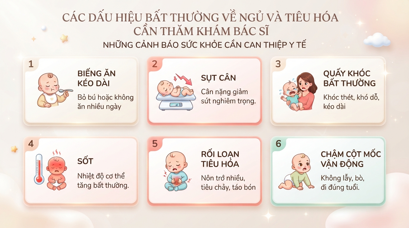 Các dấu hiệu bất thường về ngủ và tiêu hóa cần sự thăm khám bác sĩ. Các dấu hiệu bất thường về ngủ và tiêu hóa cần sự thăm khám bác sĩ.