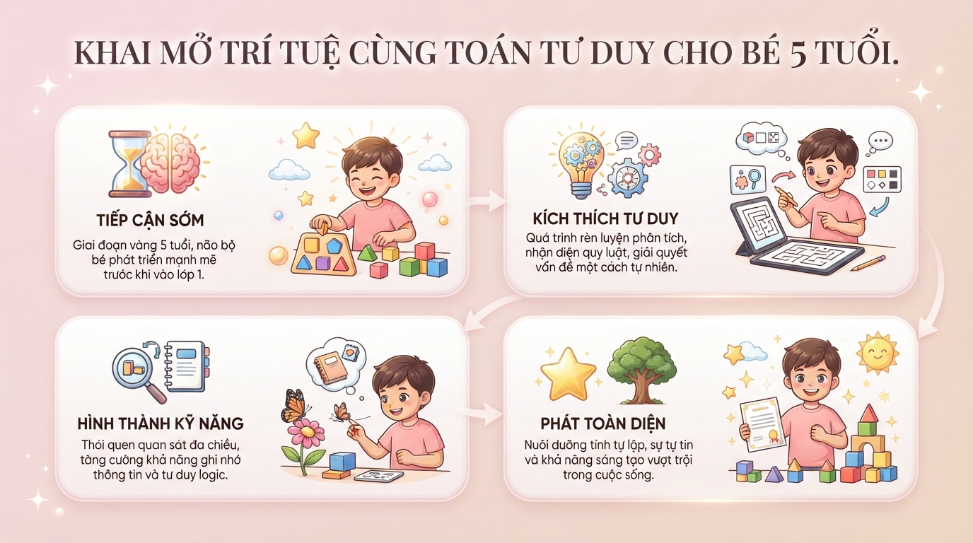 Toán tư duy cho bé 5 tuổi là gì? Lợi ích, các phương pháp và hướng dẫn bài học
