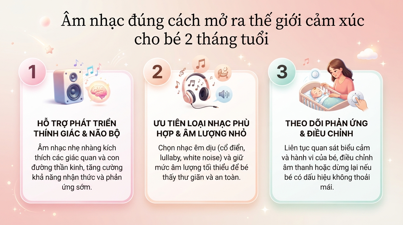 Nhạc cho bé 2 tháng tuổi là gì? Lợi ích và hướng dẫn chọn đúng chuẩn