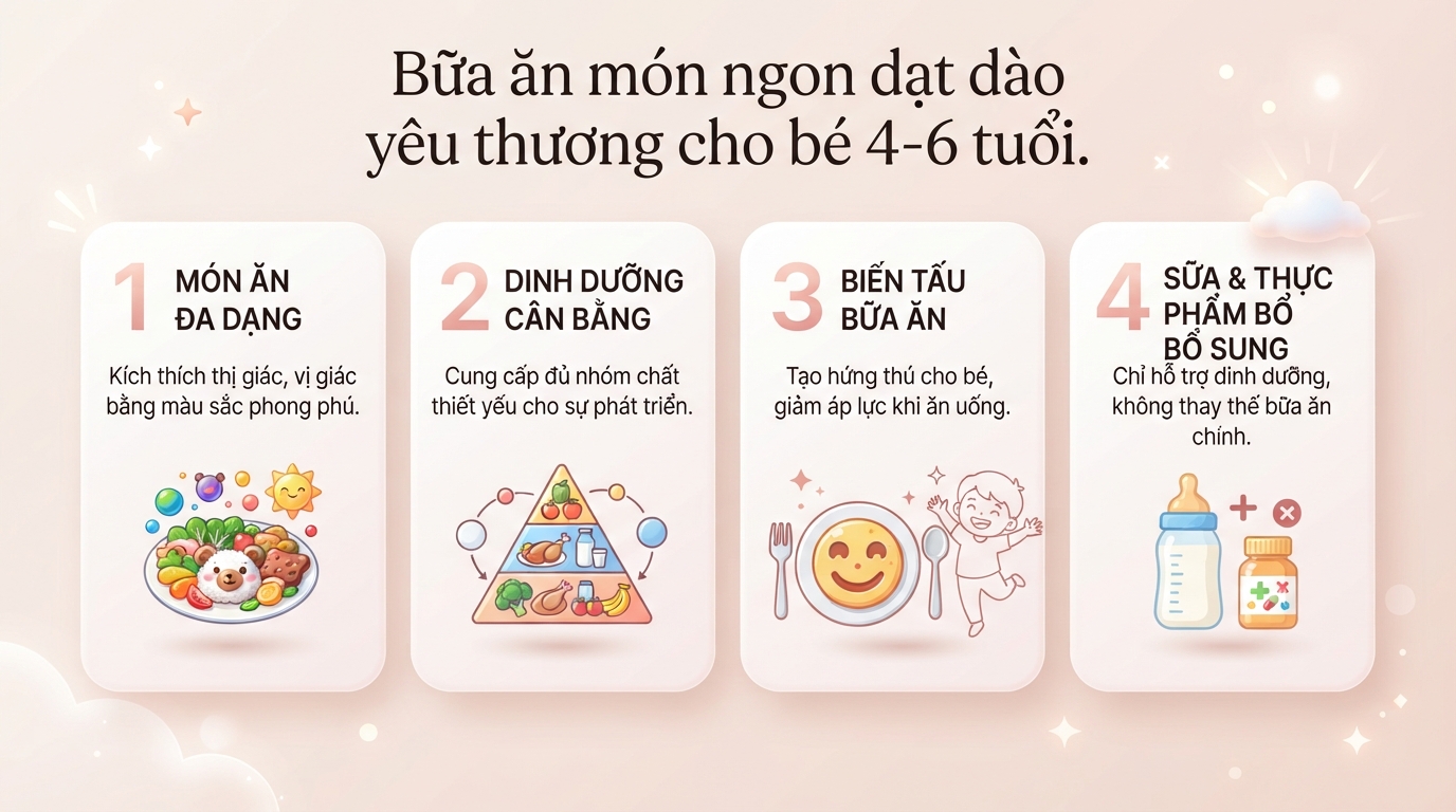 Gợi ý món ngon cho bé 4 - 6 tuổi đầy đủ dinh dưỡng, bé ăn ngon miệng