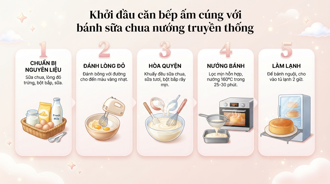 Cách làm bánh sữa chua nướng mềm mịn, béo ngậy đơn giản tại nhà cho bé