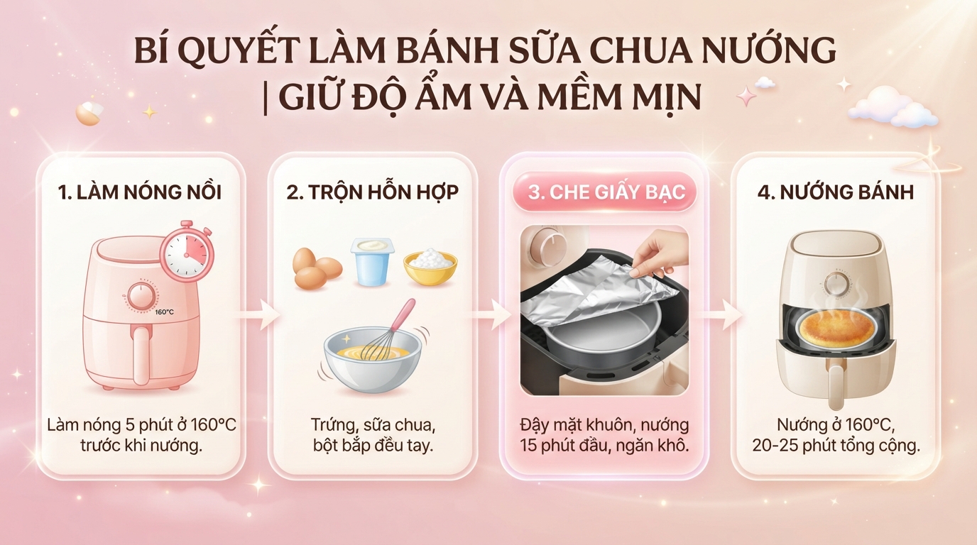 Che giấy bạc lên khuôn khi nướng bằng nồi chiên không dầu giúp bánh giữ độ ẩm.